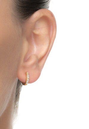 Alternative view of Luxenter Sterling Zilver 925 oorbellen met witte parel afgewerkt in 18K geelgoud - Leofcar