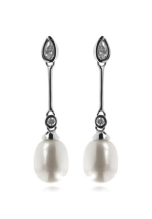 Luxenter 925 Sterling zilveren oorbellen met gerhodineerde witte parel - Racoon