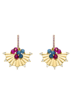 Luxenter Sterling zilveren 925 oorbellen met Multicolour Zirkonia afgewerkt in 18K geel goud - Salma