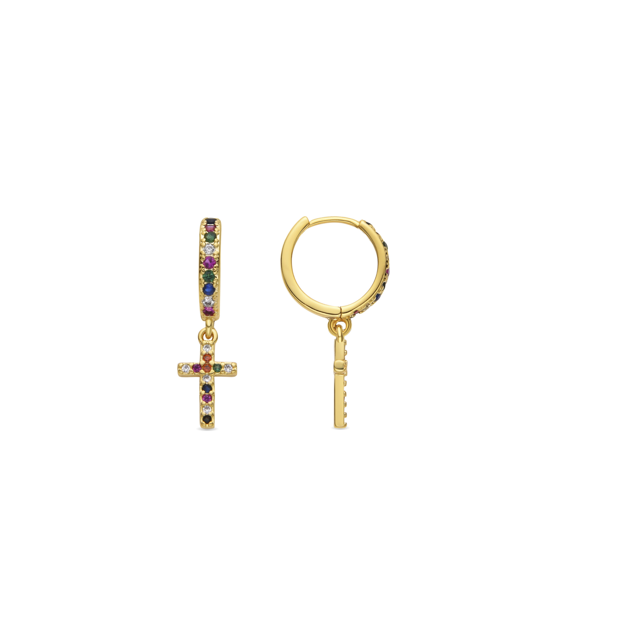 Luxenter Oorbellen met Veelkleurige Zirkonia 18k goud afwerking - Zemu
