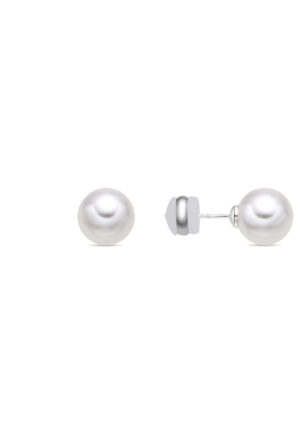 Luxenter oorbellen met witte parel zilverkleurige afwerking - Wasai