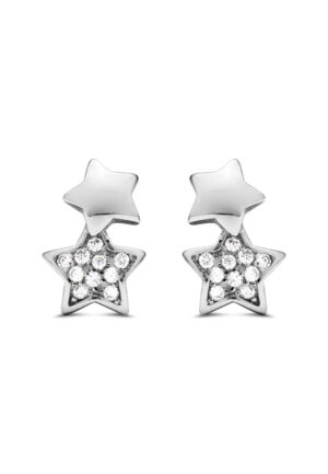 Luxenter Sterling zilveren 925 oorbellen met gerhodineerde briljant zirkonia - Lili