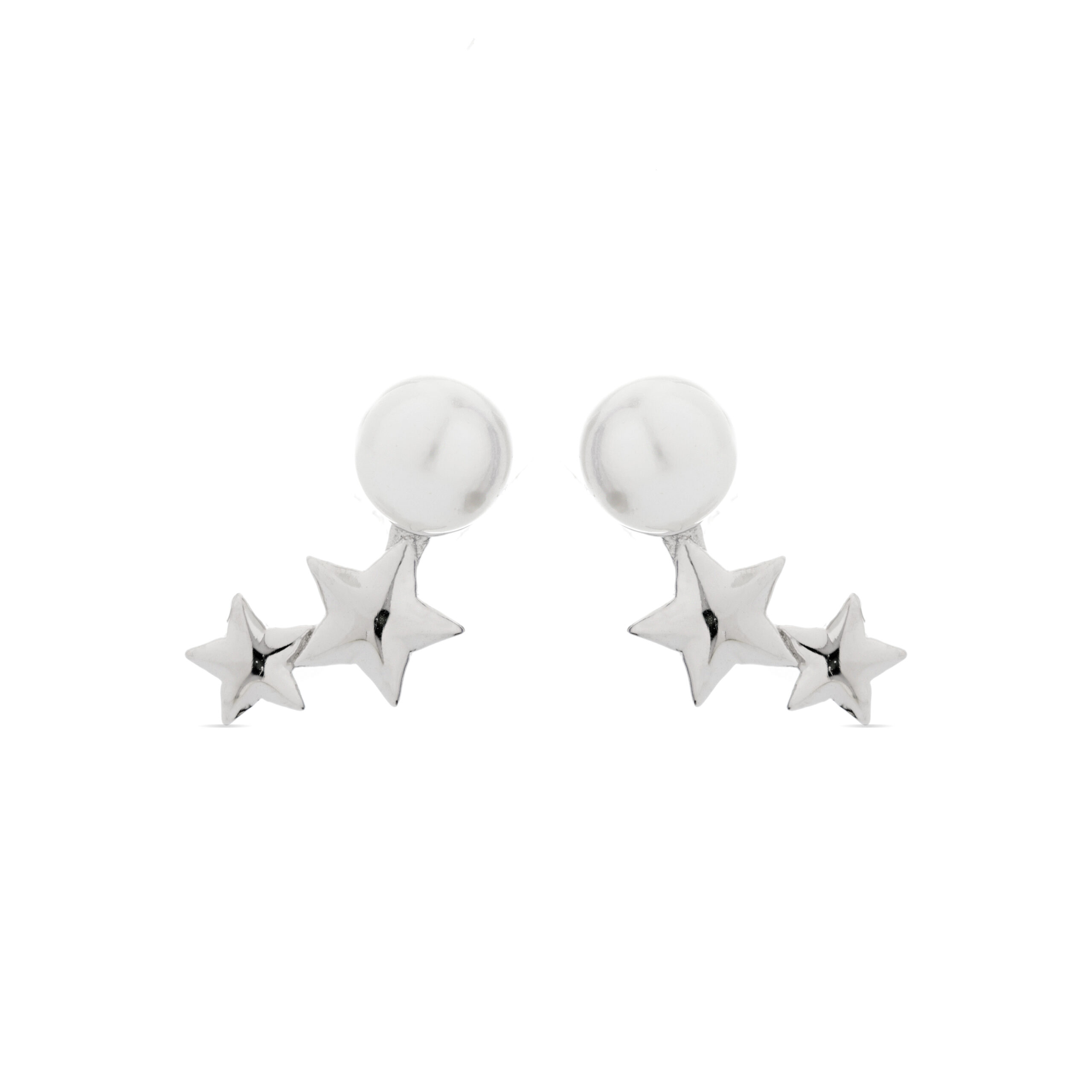Luxenter 925 Sterling zilveren oorbellen met gerhodineerde witte parel - Tinvia