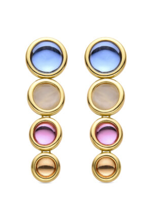 Luxenter Multicolour Kristallen Oorbellen afgewerkt in 18K geel goud - Longki
