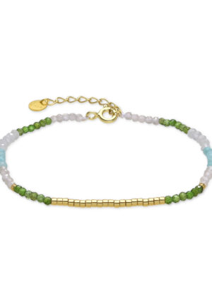 Luxenter 925 Sterling Zilver en Groen Kristal armband afgewerkt met 18k geel goud - Vados
