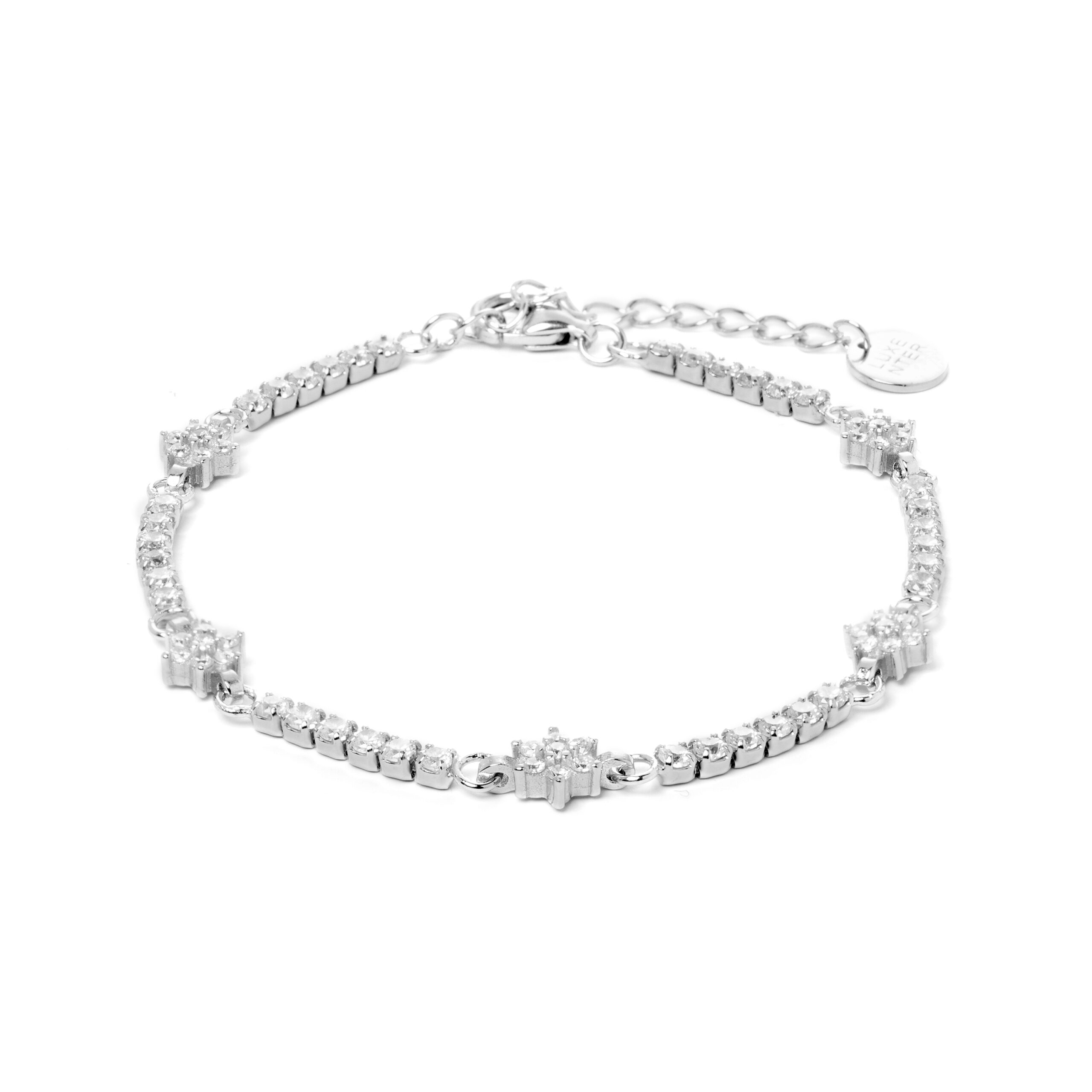 Luxenter 925 Sterling zilveren armband met gerhodineerde glanzende zirkonia - Dader