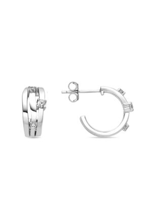 Luxenter Oorbellen van 925 sterling zilver en schitterende zirkonia met rhodiumafwerking - Duvid