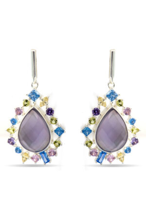 Luxenter Oorbellen van 925 sterling zilver en veelkleurige zirkonia met rhodiumafwerking - Shigua
