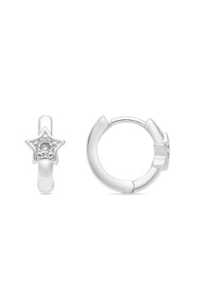 Luxenter Oorbellen met een diameter van 10 mm, zilveren afwerking en schitterende zirkonia - Ktyu