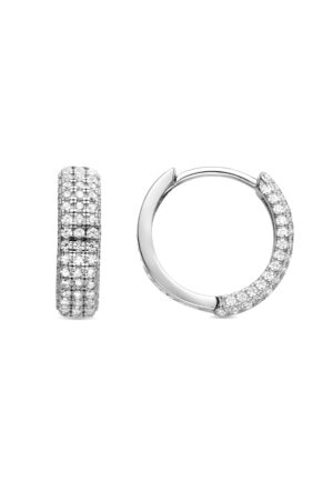 Luxenter Oorbellen van 925 sterling zilver met glanzende zirkonia, afgewerkt met rhodium - Taki