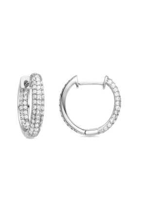 Luxenter Oorbellen van 925 sterling zilver met glanzende zirkonia, afgewerkt met rhodium - Deuka