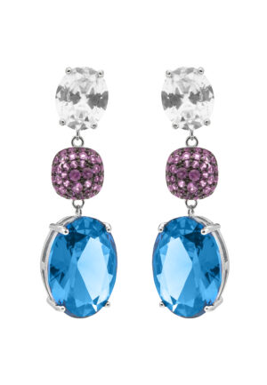 Luxenter Oorbellen van 925 sterlingzilver en veelkleurige zirkonia met rhodiumafwerking - Filia