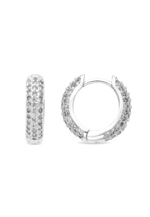 Luxenter Oorbellen met een diameter van 9 mm, zilveren afwerking en schitterende zirkonia - Lesrat