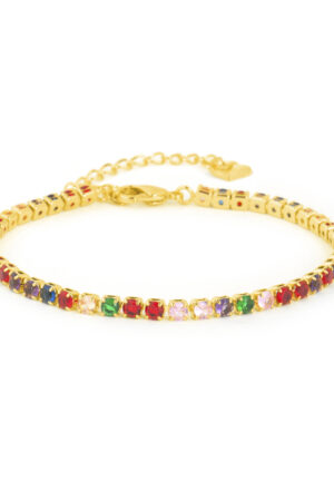 Luxenter Armband met veelkleurige zirkonia en 18-karaats geelgouden afwerking - Asio