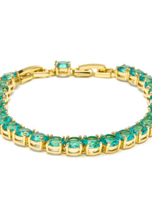 Luxenter Armband met groene Paraiba hydrothermale kwarts, 18-karaats geelgoud afwerking - Dragki