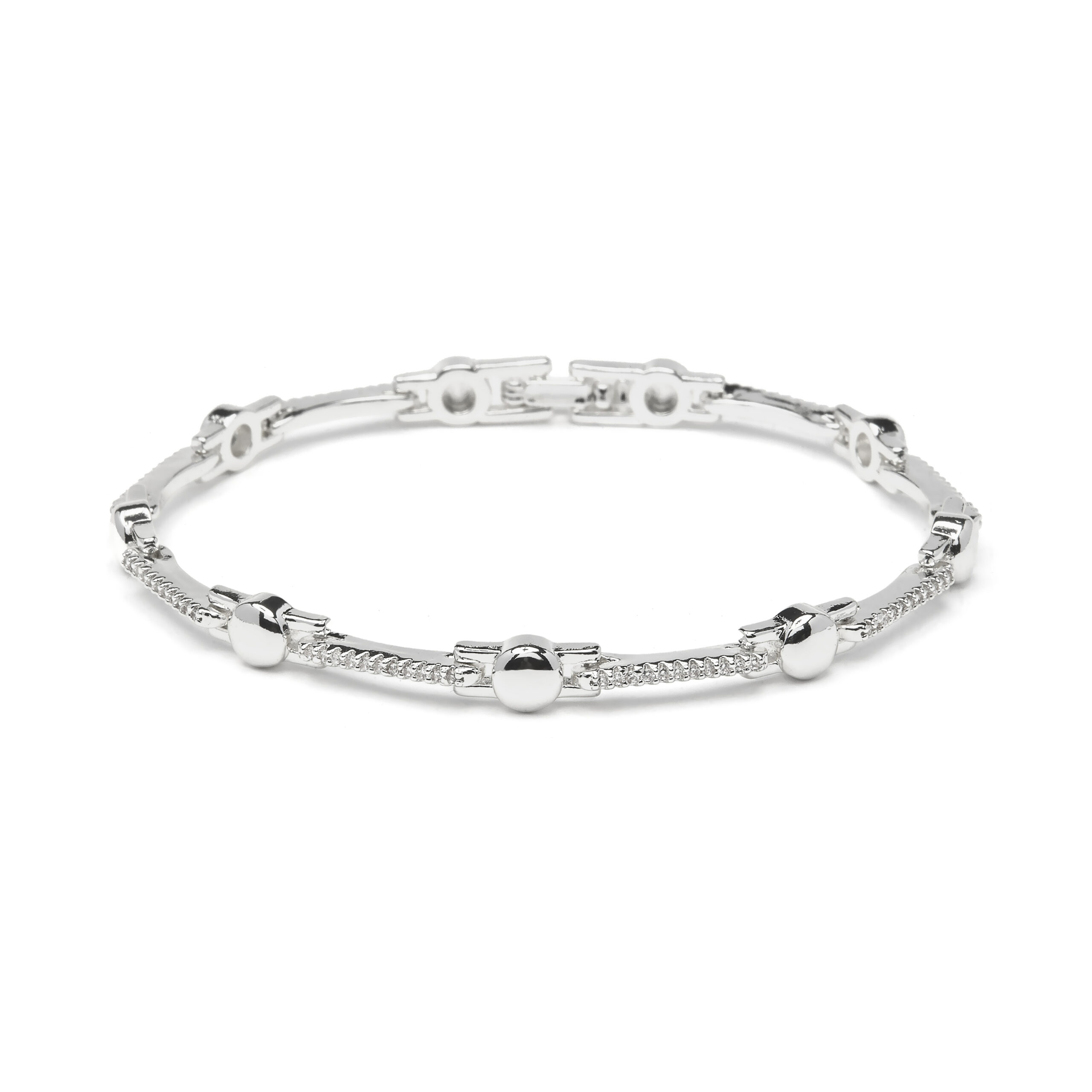 Luxenter Armband met glanzende zirkonia en rhodiumafwerking - Rarix