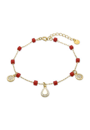 Luxenter Armband van 925 sterling zilver en rood kristal met 18-karaats geelgoud afwerking - Kirrio