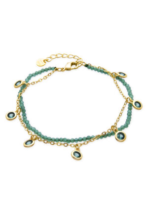 Luxenter Armband met smaragdgroene zirkonia, 18-karaats geelgoud afwerking - Zaru
