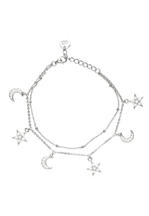 Luxenter Armband van 925 sterling zilver met glanzende zirkonia en rhodiumafwerking - Mysnight