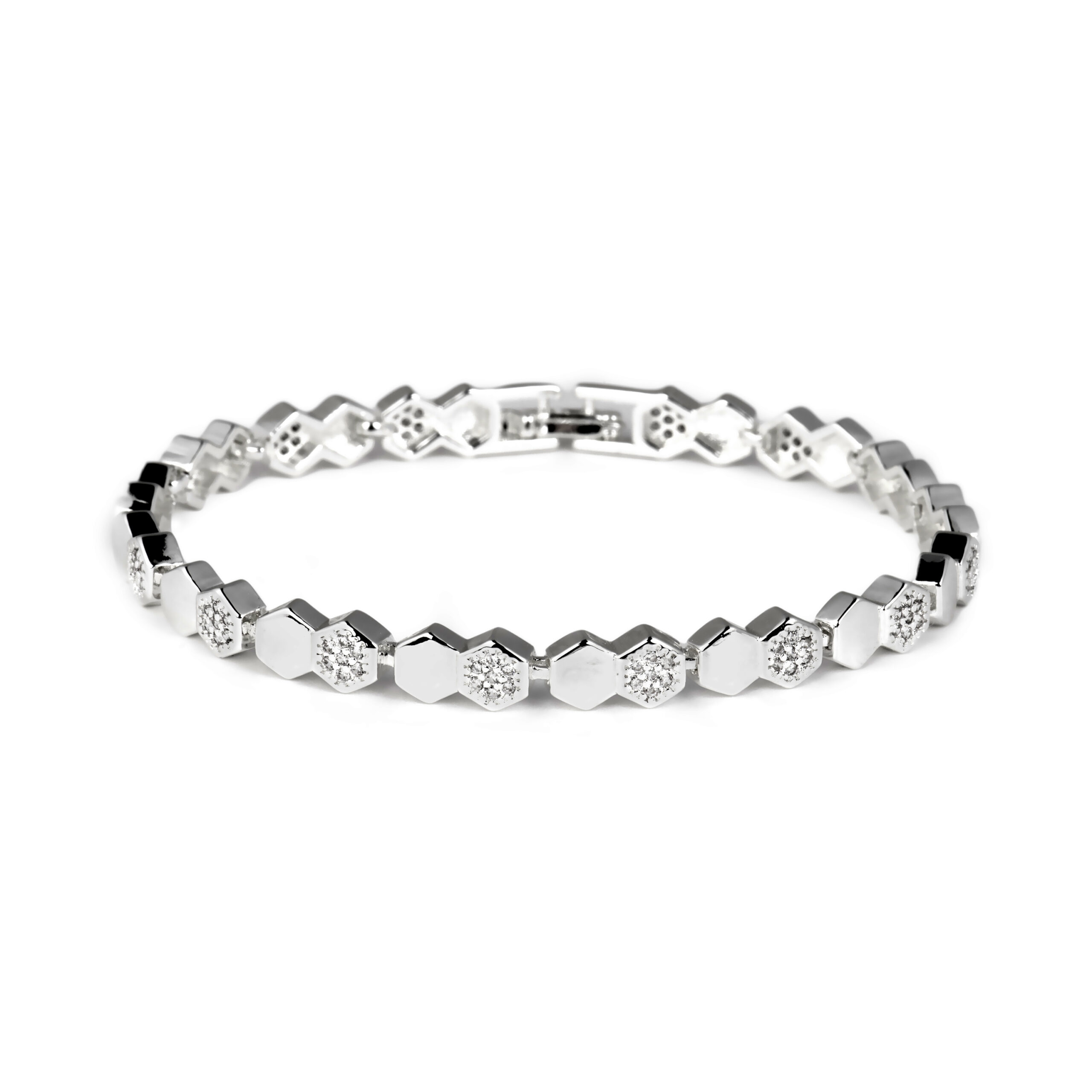 Luxenter Armband met glanzende zirkonia en rhodiumafwerking - Lyth