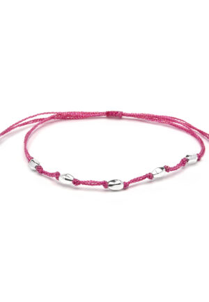 Luxenter Roze katoenen armband met 925 sterling zilveren afwerking - Buawe