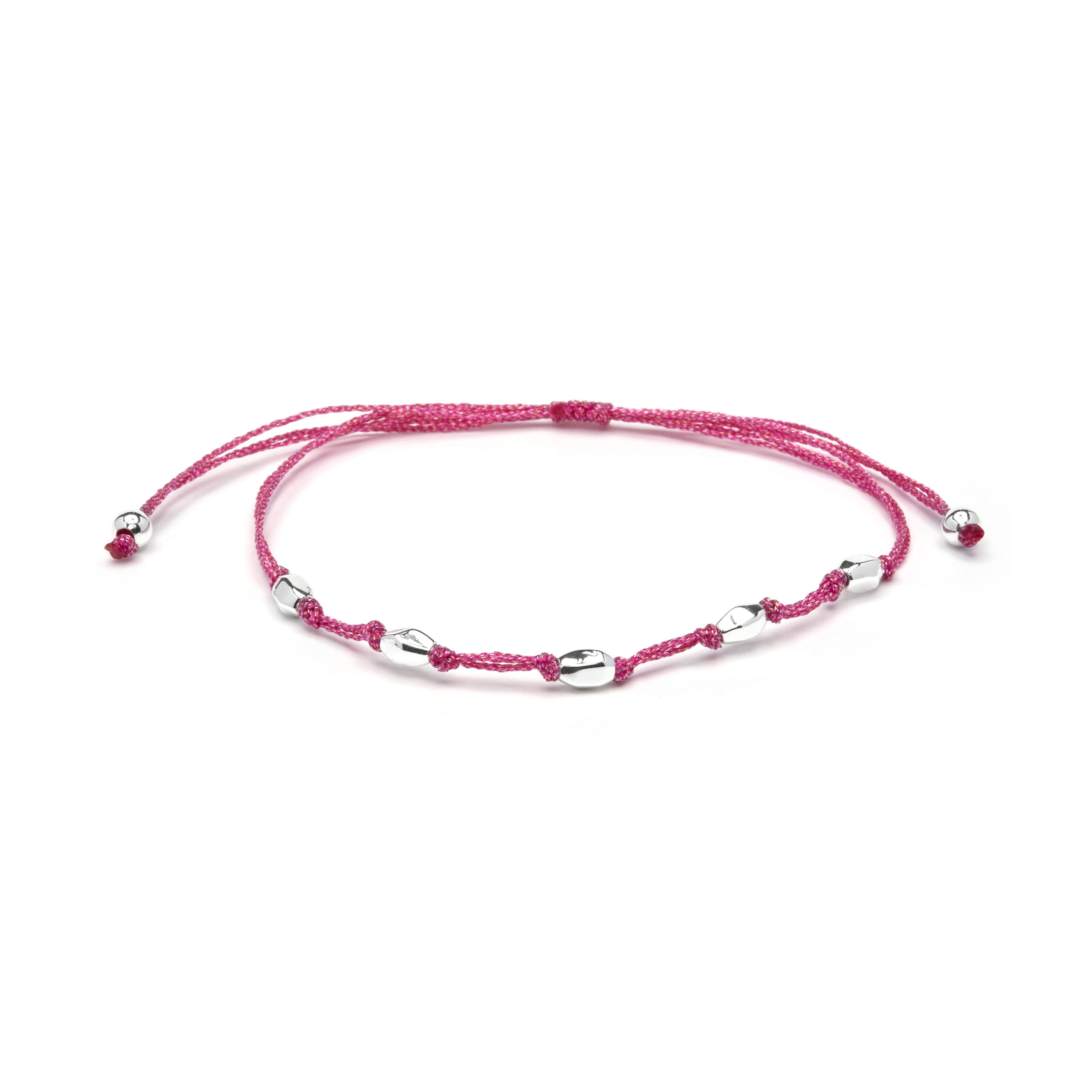Luxenter Roze katoenen armband met 925 sterling zilveren afwerking - Buawe