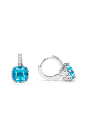 Luxenter Oorbellen met blauwe topaas zirkonia, zilveren afwerking - Rilhi