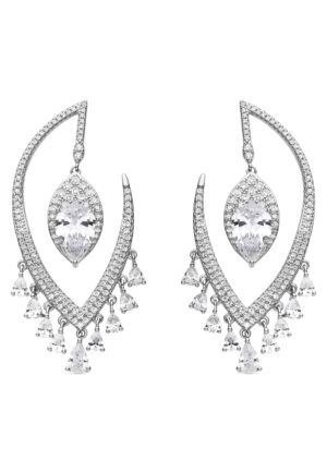 Luxenter Oorbellen van 925 sterling zilver en glanzende zirkonia met rhodiumafwerking - Hakku