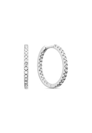 Luxenter Oorbellen van 925 sterling zilver met glanzende zirkonia, afgewerkt met rhodium - Sikram