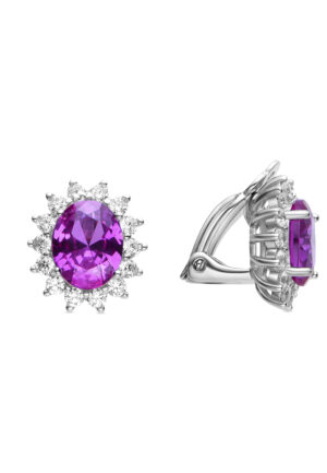 Luxenter Oorbellen van 925 sterling zilver en roze zirkonia met rhodiumafwerking - Dinoc