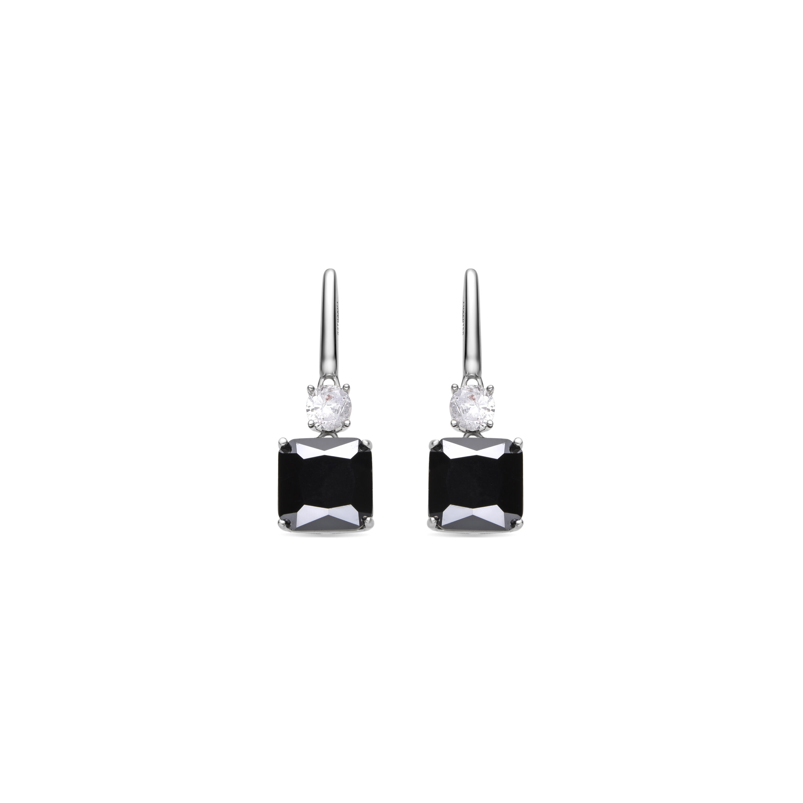 Luxenter Oorbellen van 925 sterling zilver en zirkonia-onyx met rhodiumafwerking - Askuo