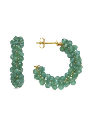 Luxenter Oorbellen van 925 sterling zilver en groene Paraiba hydrothermale kwarts met 18k geelgoud afwerking - Rariki