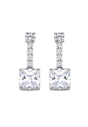 Luxenter Oorbellen van 925 sterling zilver en glanzende zirkonia met rhodiumafwerking - Asju