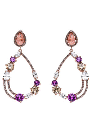 Luxenter Oorbellen van 925 sterling zilver en veelkleurige zirkonia met 18-karaats goud afwerking - Overash