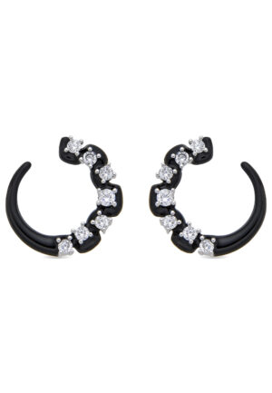 Luxenter Oorbellen van 925 sterling zilver met glanzende zirkonia en rhodiumafwerking - Dekbu
