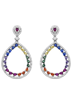 Luxenter Oorbellen van 925 sterling zilver en veelkleurige zirkonia met rhodiumafwerking - Tonmei