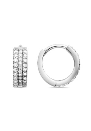 Luxenter Oorbellen van 925 sterling zilver met glanzende zirkonia, afgewerkt met rhodium - Tsyal