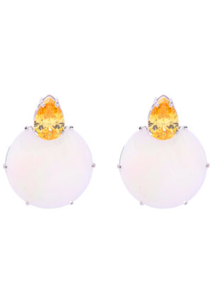 Luxenter Oorbellen van 925 sterling zilver en wit parelmoer met 18-karaats geelgoud afwerking - Mubi