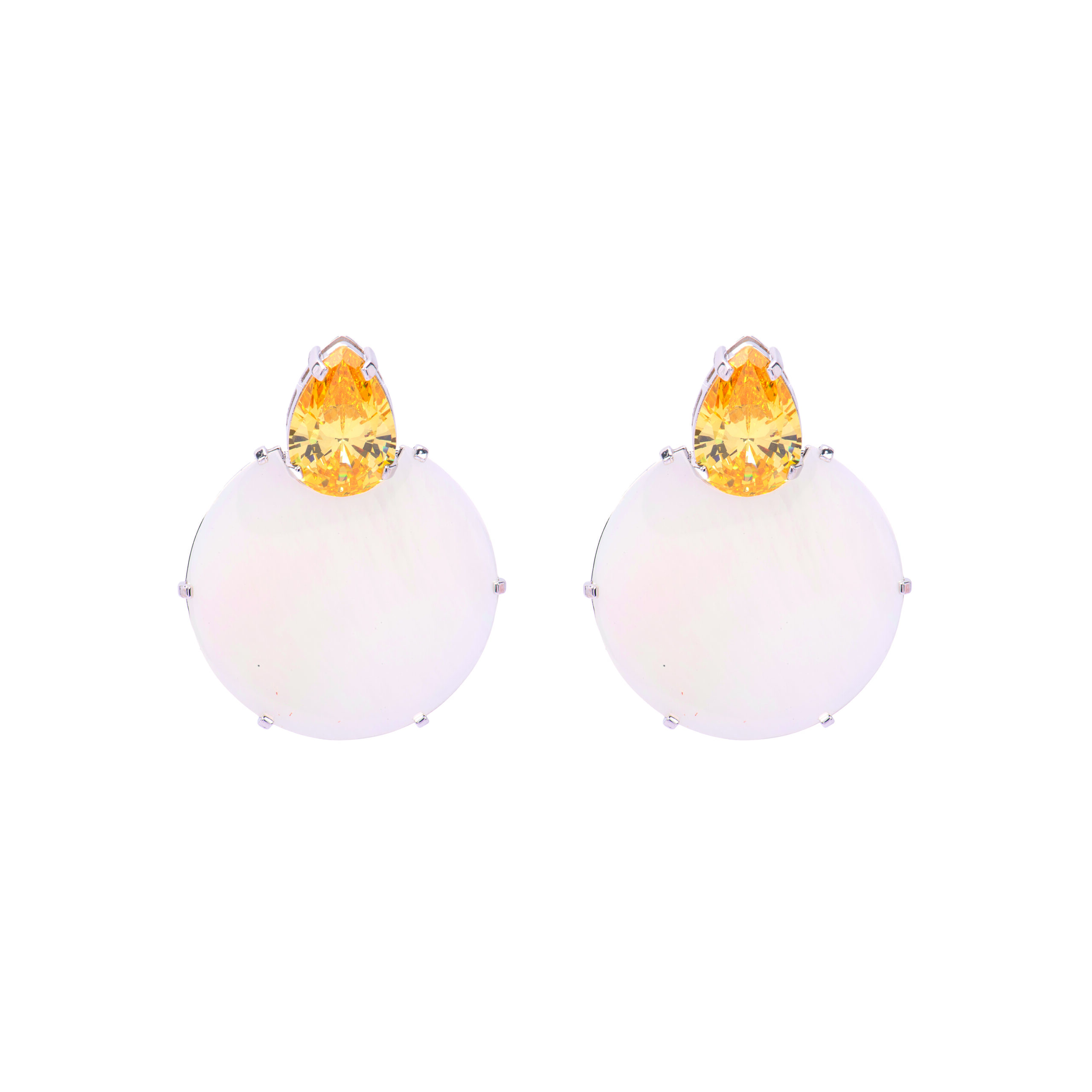 Luxenter Oorbellen van 925 sterling zilver en wit parelmoer met 18-karaats geelgoud afwerking - Mubi