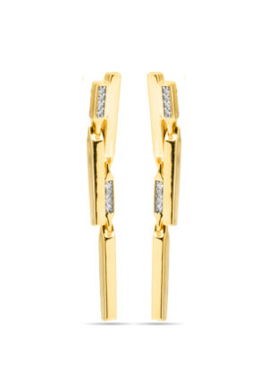 Luxenter Oorbellen van 925 sterlingzilver met schitterende zirkonia, afgewerkt met 18 karaats geelgoud - Onca
