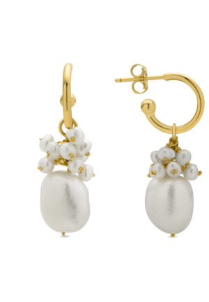 Luxenter Oorbellen van 925 sterling zilver en witte parel met 18-karaats geelgoud afwerking - Zoqoyi
