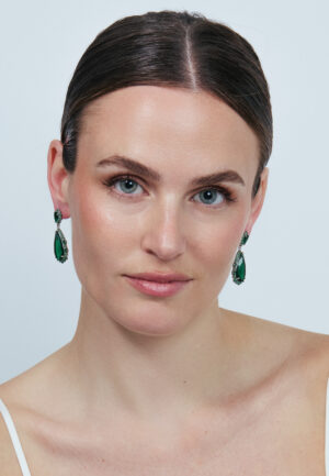 Alternative view of Luxenter Emerald Zirconia Metaallegering Oorbellen Rhodium Afwerking - Cakrolm
