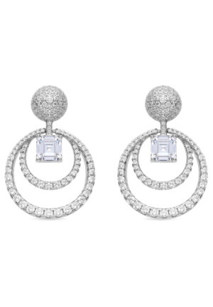 Luxenter Oorbellen van 925 sterling zilver met glanzende zirkonia, afgewerkt met rhodium - Metrih