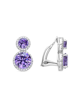 Luxenter Oorbellen van 925 sterling zilver en amethist zirkonia met rhodiumafwerking - Pruka