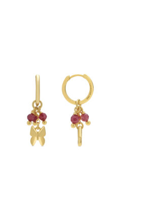 Luxenter Oorbellen van 925 sterlingzilver en roze kristal met 18-karaats geelgoud afwerking - Coaran