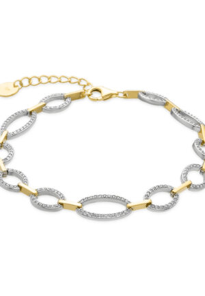 Luxenter Armband van 925 sterling zilver en glanzende zirkonia met 18-karaats goud afwerking - Phinthe