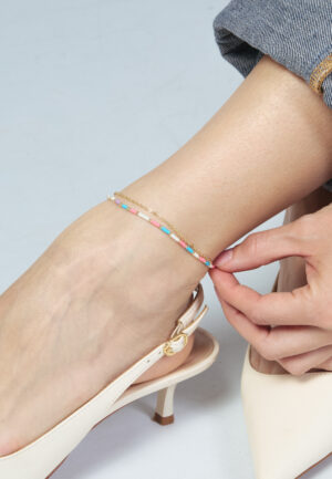 Alternative view of Luxenter armband in metaallegering en roze kristal, afgewerkt in 18 karaats geelgoud - Zasau