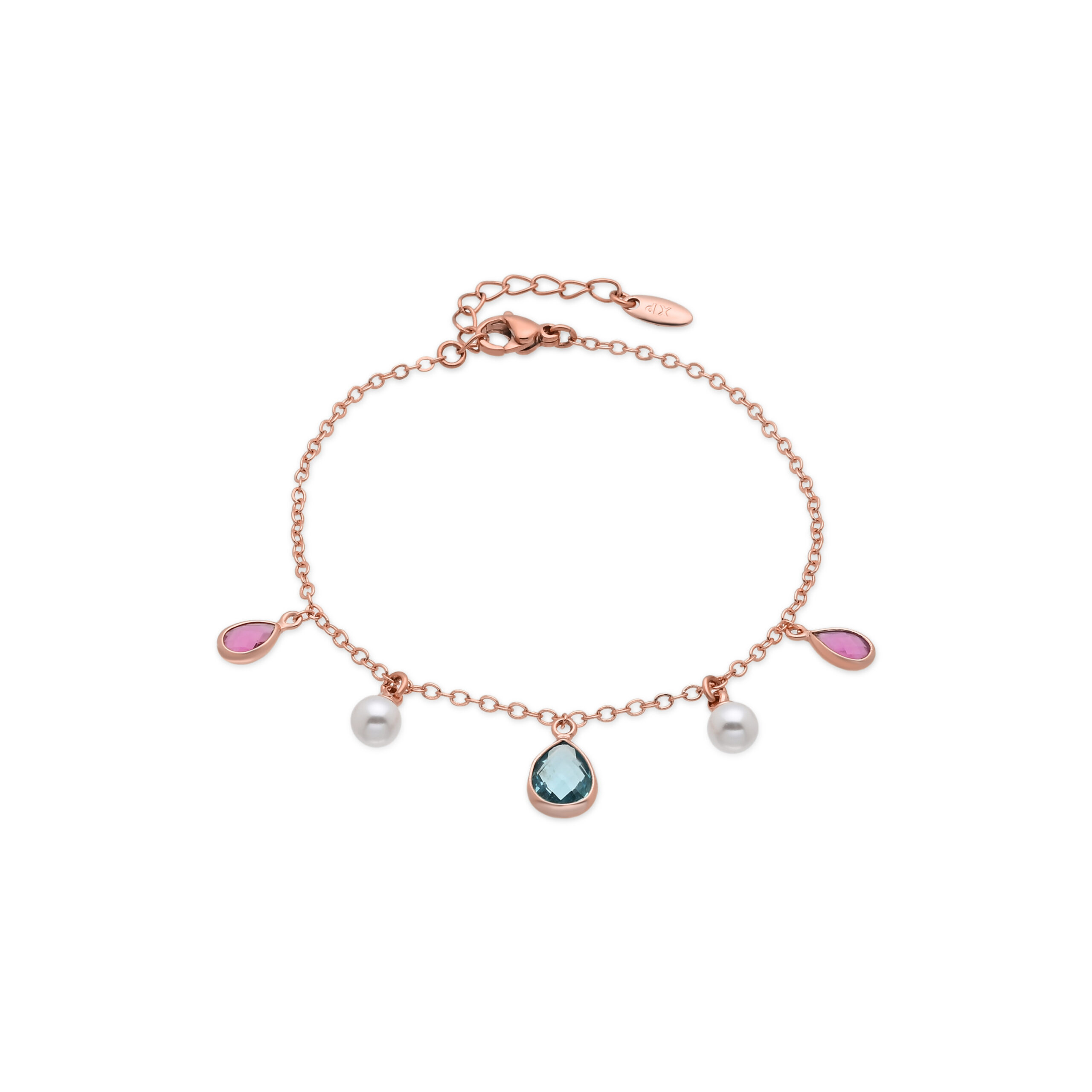 Luxenter armband in metaallegering en witte parel, afgewerkt in 18 karaat roségoud - Cainhtsi