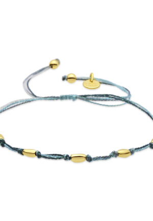 Luxenter armband van donkergroene katoen en metaallegering met een rhodiumafwerking - Buawe