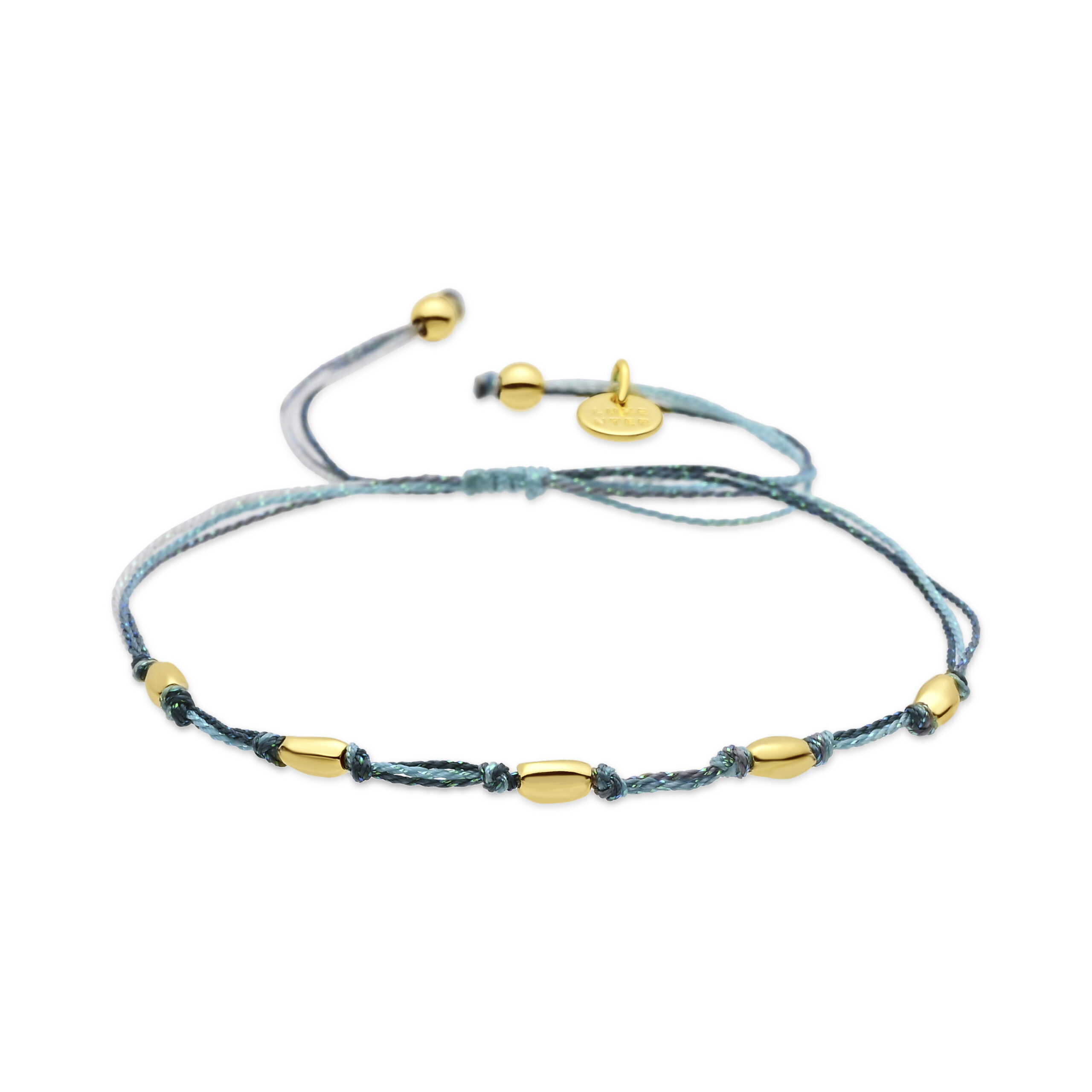 Luxenter armband van donkergroene katoen en metaallegering met een rhodiumafwerking - Buawe